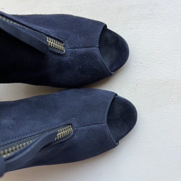 Paul Green Navy Blue Open Toe Sandal Boot w/ Zip Front & Block Heel UK 6 US 8 - Picture 6 of 15